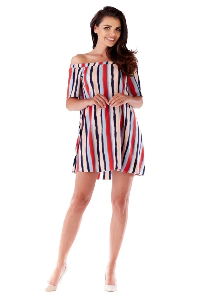Rochie mini dama Lugune A175 alb rosu, Alb