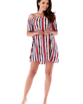 Rochie mini dama Lugune A175 alb rosu, Alb