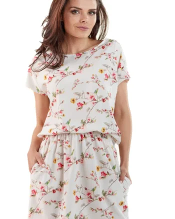 Rochie florală damă Lisad A231 ecru, Bej