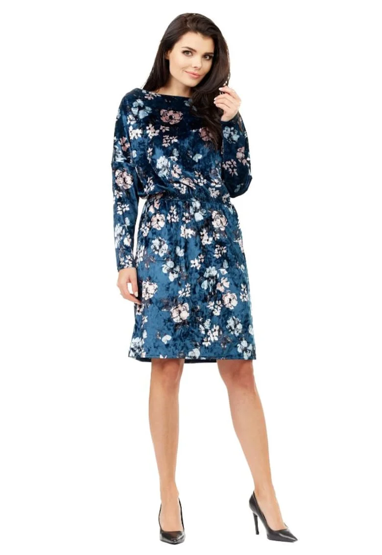 Rochie mini dama Belawse A201 albastru inchis, Albastru inchis