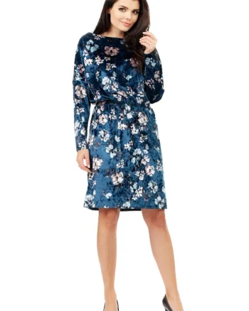 Rochie mini dama Belawse A201 albastru inchis, Albastru inchis