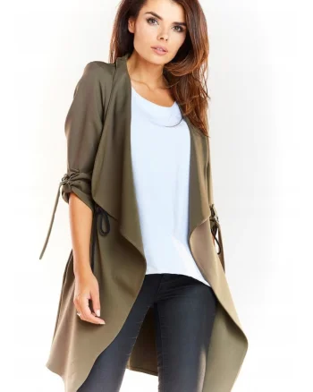 Cardigan Lejer Femei,  Kaki, L/XL, 95% Poliester, 5% Elastan