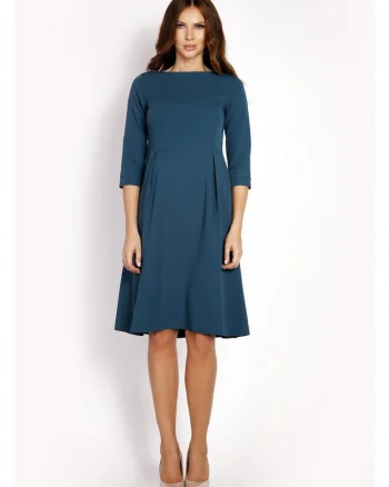 Rochie Dama,  L014, Trapez, Eleganta, Maneci 3/4, Croiala Evazata, Lungime Mini, Tesatura Confortabila cu Vascoza si Elastan, Fason Clasic, Ideala Iesiri, Gri
