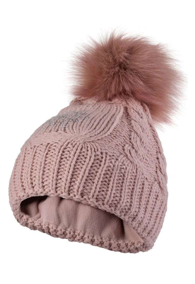 Caciula Din Lana,  Cz04, Marime Unica, Material 30% Lana, 10% Viscoza, 60% Poliacril, Calduroasa, Cu Pompon, Marime Universala, De Inalta Calitate, Roz