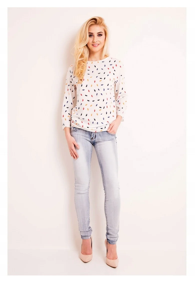Bluza dama  L043, casual, alb, marime