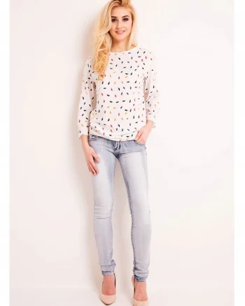 Bluza dama  L043, casual, alb, marime