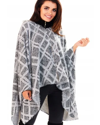 Cardigan Pentru Femei,  L052, Romburi, Marime Unica, Poliester, Maneci Lungi, Guler Inalt, Fermoar, De Inalta Calitate, Multicolor