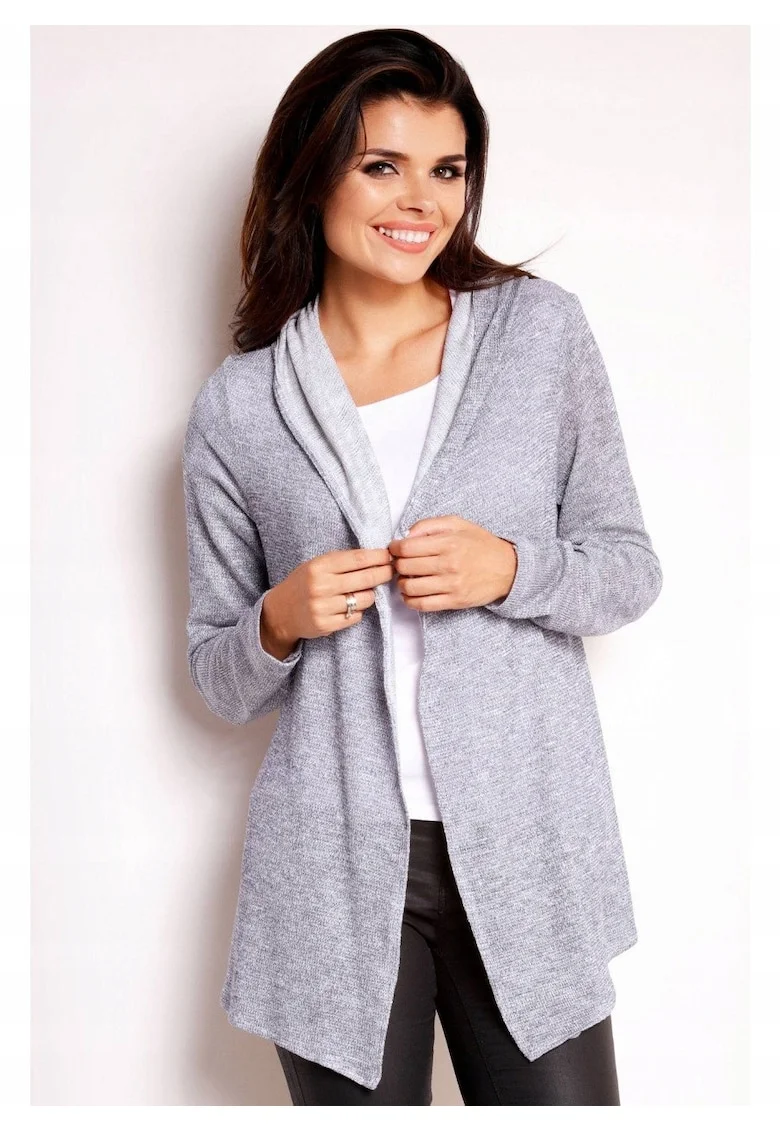 Cardigan femei  albastru, material maneci lungi, Gri albastrui