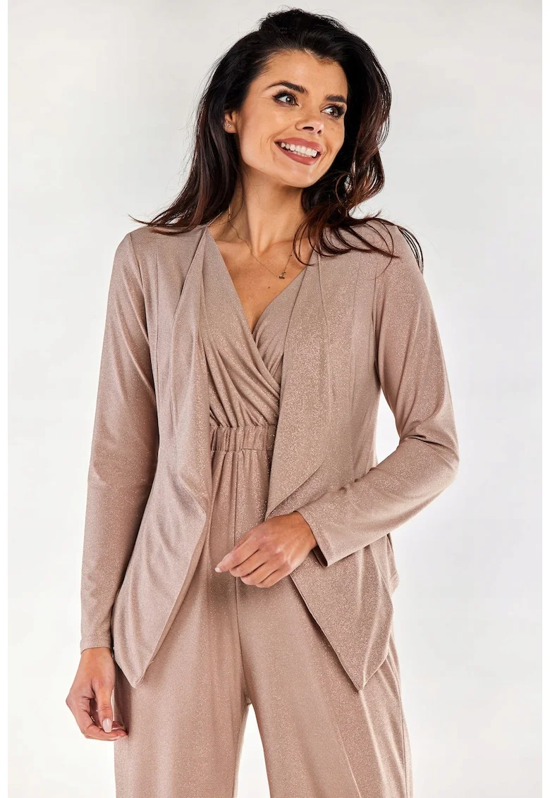 Cardigan femei,  bej, croi lejer, maneci lungi, Bej
