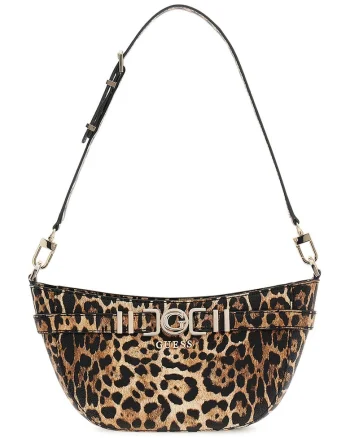 Geanta cu bareta de umar si model animal print Cirene, Maro/Bej