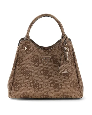 Geanta cu model monograma si bareta de umar Meridian, Maro camel