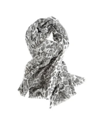 Esarfa gri cu model animal print