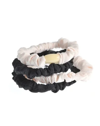 Set 4 elastice de păr  alb-negru, poliester, 70% poliester, 20% acrilic, 10% elastan