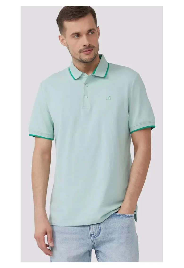 Tricou polo cu detalii contrastante, Verde menta