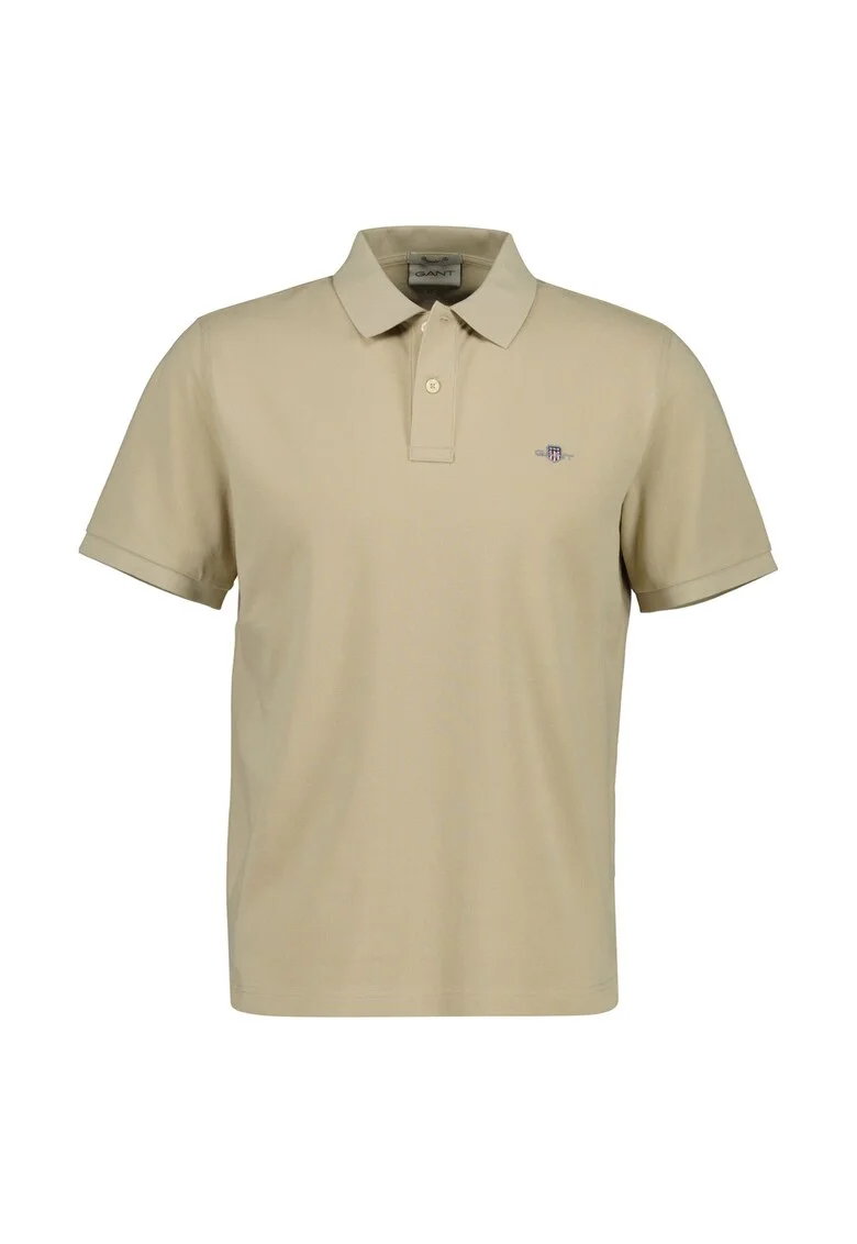 Tricou polo din bumbac pique Shield, Maro nisip