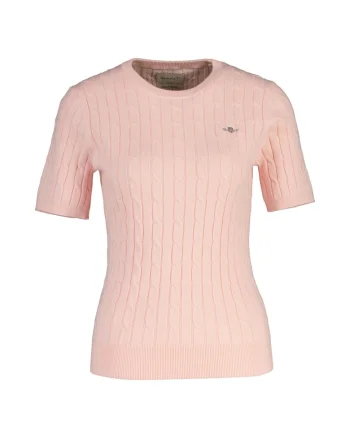 Tricou cu model torsade si detaliu logo, Roz