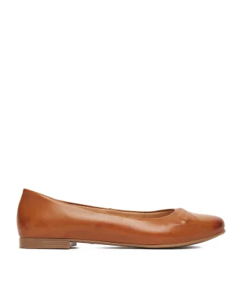Balerini dama ERICA,  piele naturala, maro,