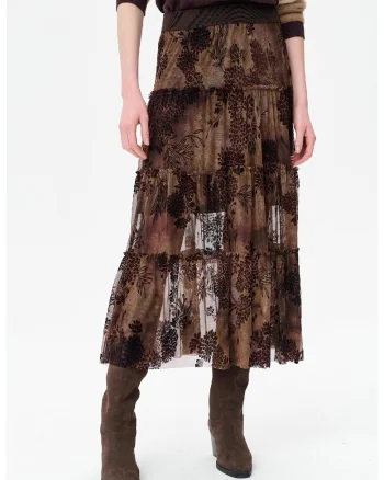 Fusta semi-transparenta cu model floral Mila