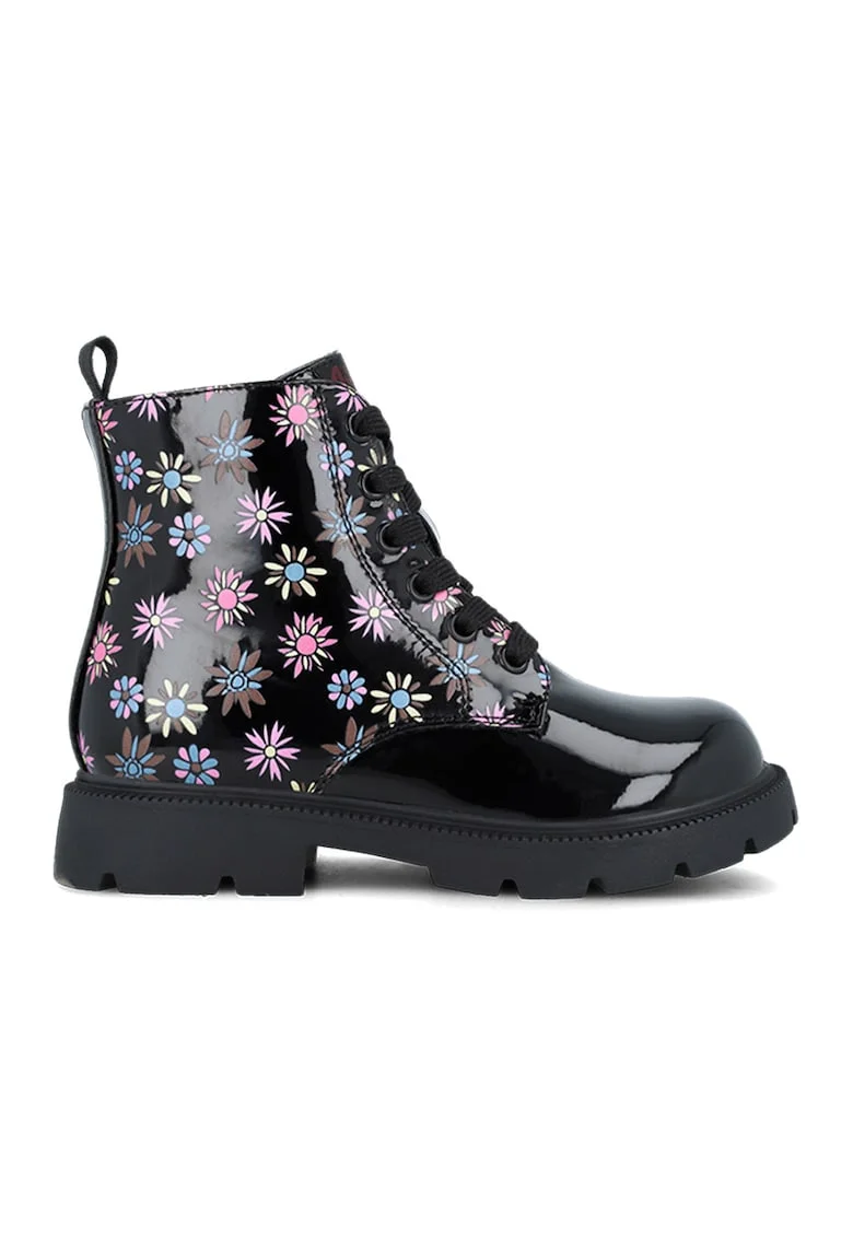 Bocanci cu model floral, Negru/Roz deschis/Albastru deschis