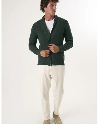 Cardigan cu decolteu in V si buzunare laterale, Verde aquamarin