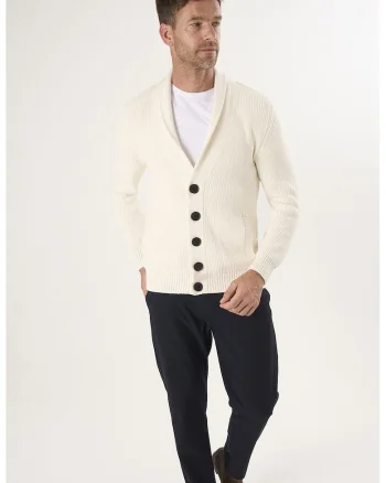 Cardigan cu decolteu in V si buzunare laterale, Crem