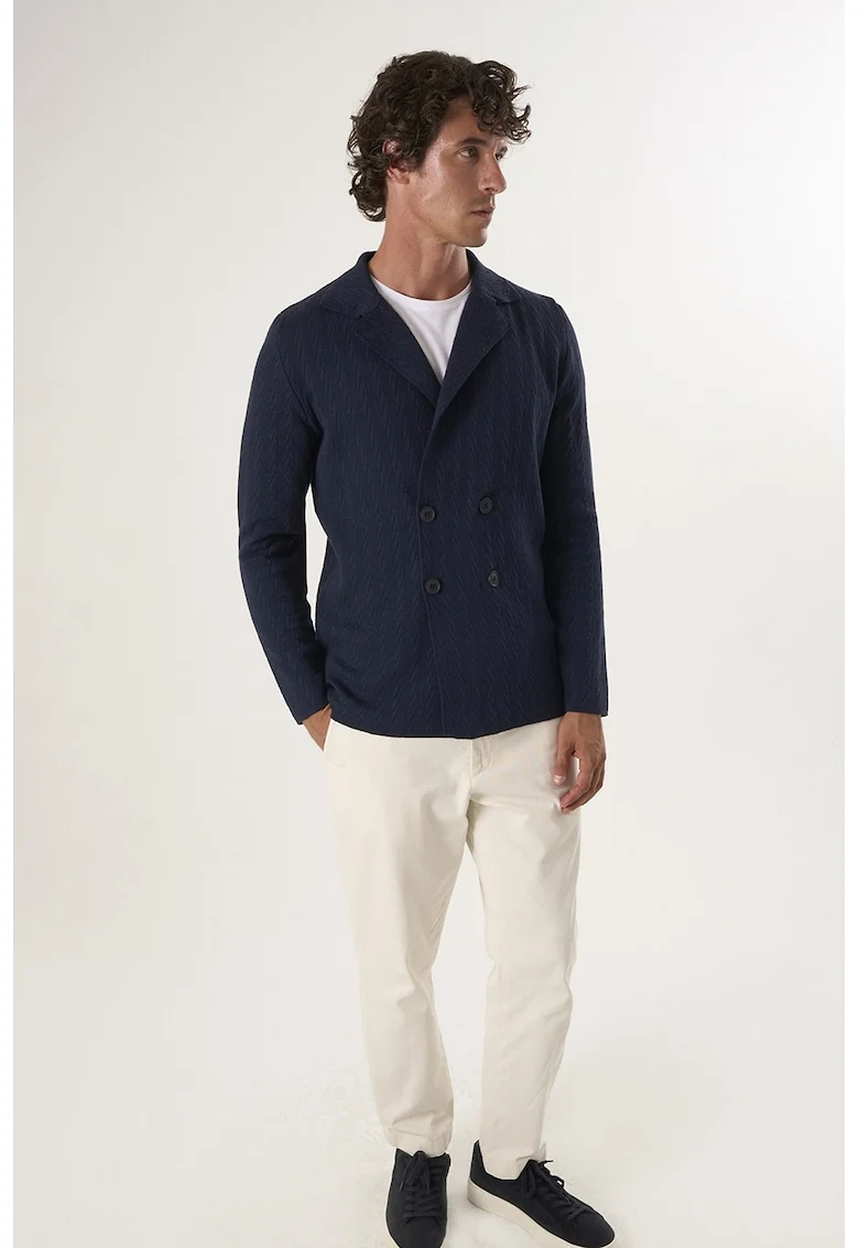 Cardigan din bumbac cu nasturi, Bleumarin