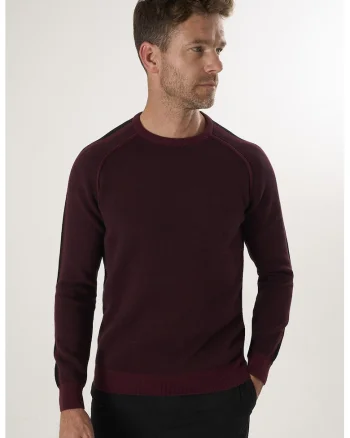 Pulover din bumbac cu maneci raglan, Rosu inchis