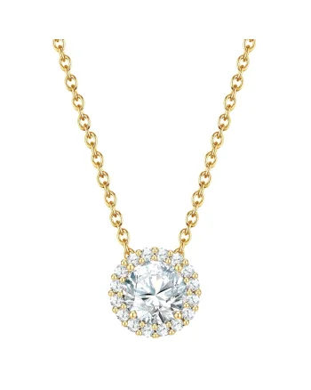 Colier placat de aur de 14K cu zirconia, Auriu
