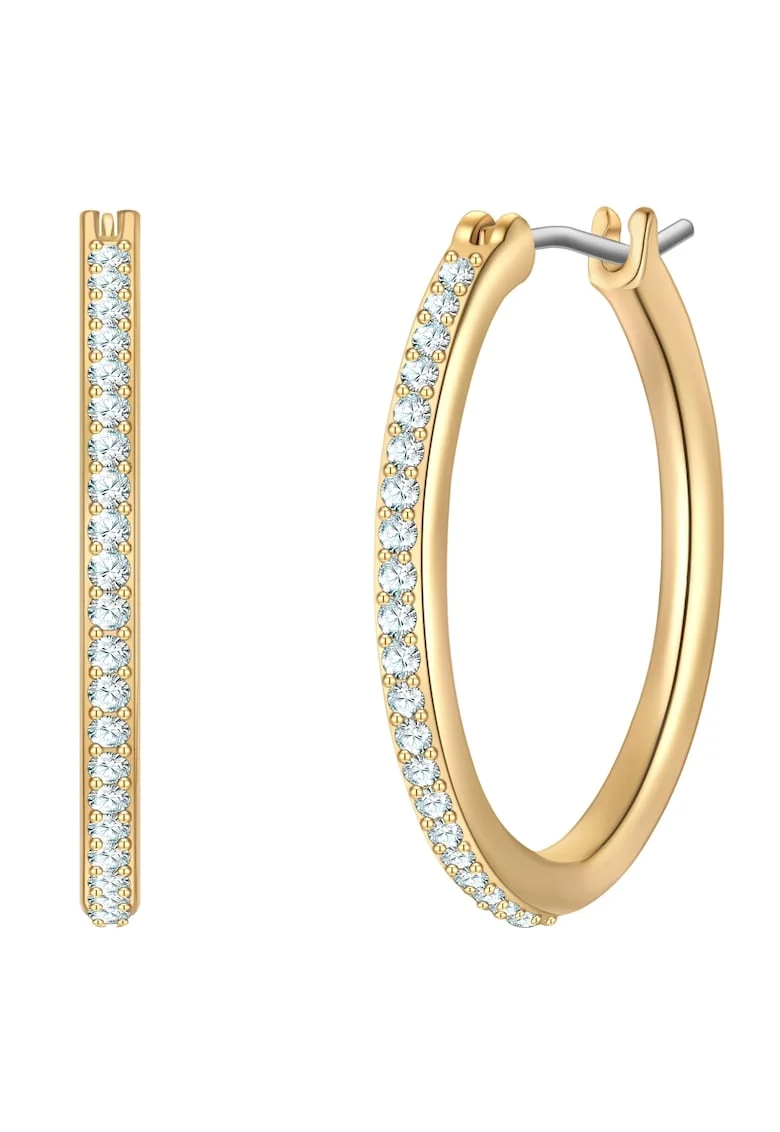 Cercei rotunzi placati cu aur de 14K cu zirconia, Auriu