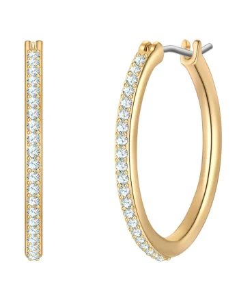 Cercei rotunzi placati cu aur de 14K cu zirconia, Auriu