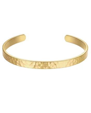 Bratara rigida texturata placata cu aur de 14K, Auriu