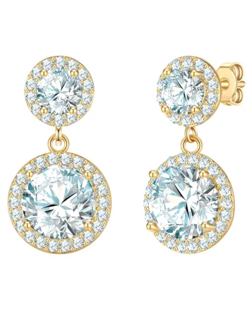 Cercei placati cu aur de 14K cu zirconia, Auriu