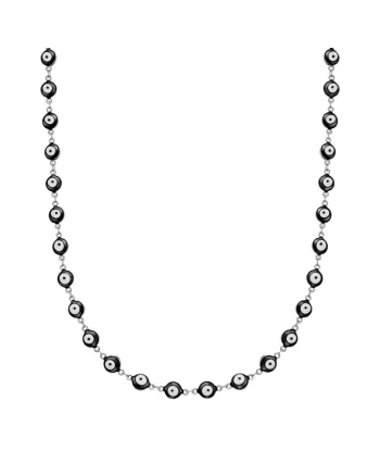 Colier de otel inoxidabil cu elemente Evil Eye, Argintiu