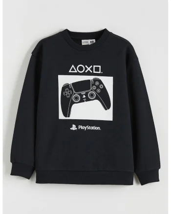 Bluza de trening cu imprimeu PlayStation, Negru