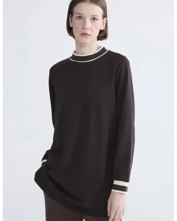 Bluza lejera cu guler scurt, Maro inchis