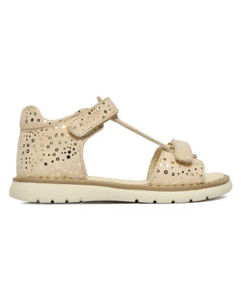 Sandale copii,  auriu, piele naturala, sistem inchidere Velcro