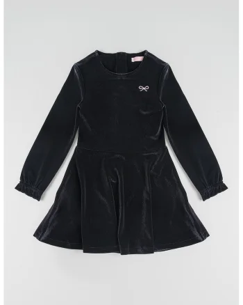 Rochie evazata din catifea, Negru