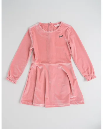 Rochie evazata din catifea, Roz prafuit