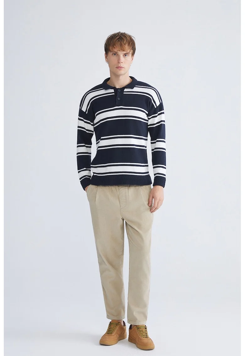 Pantaloni slim fit cu aspect de catifea, Bej inchis