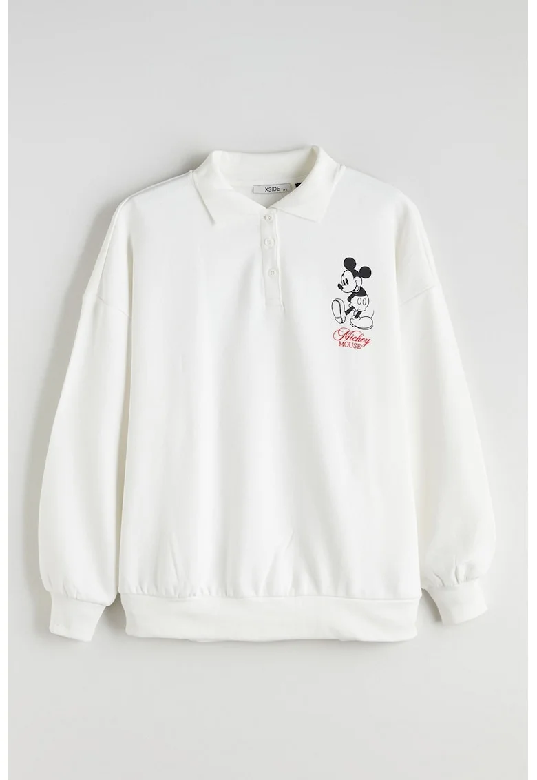 Bluza polo de trening cu imprimeu text, Rosu/Alb