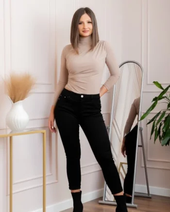 Blugi negri cu talie inalta si croi conic Jenna
