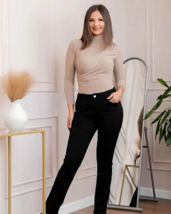 Blugi negri drepti cu talie inalta Joanna