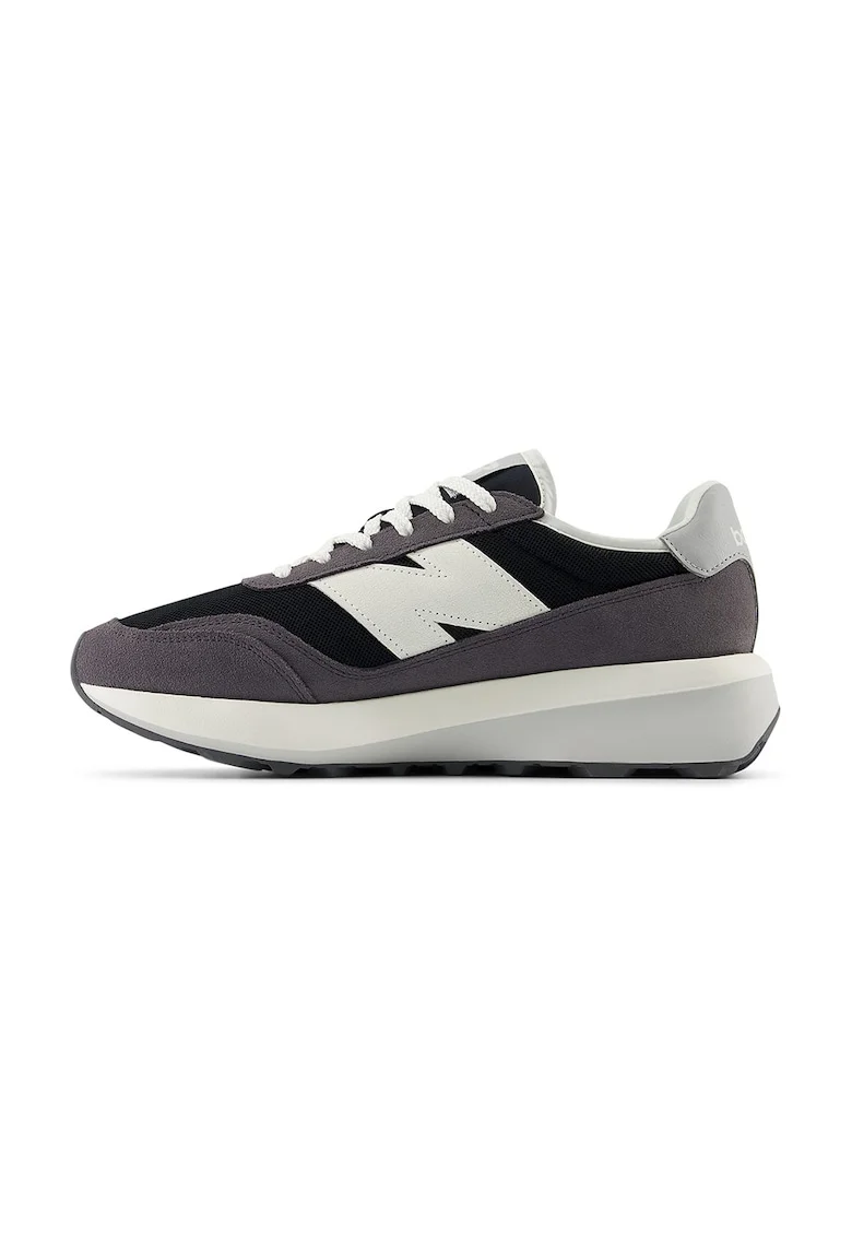 Pantofi sport cu talpa wedge si garnituri din piele intoarsa, Alb murdar/Gri inchis