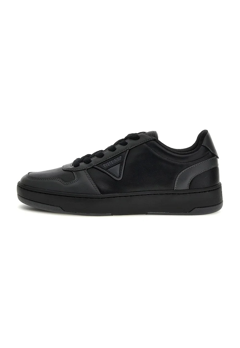 Pantofi sport din piele ecologica cu detalii logo, Negru