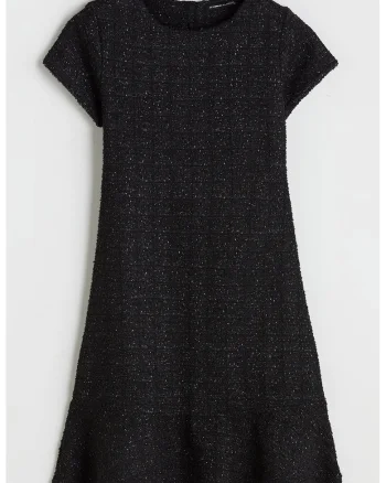 Rochie evazata cu aspect stralucitor, Negru