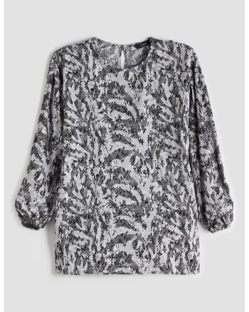 Bluza cu imprimeu abstract, Gri inchis