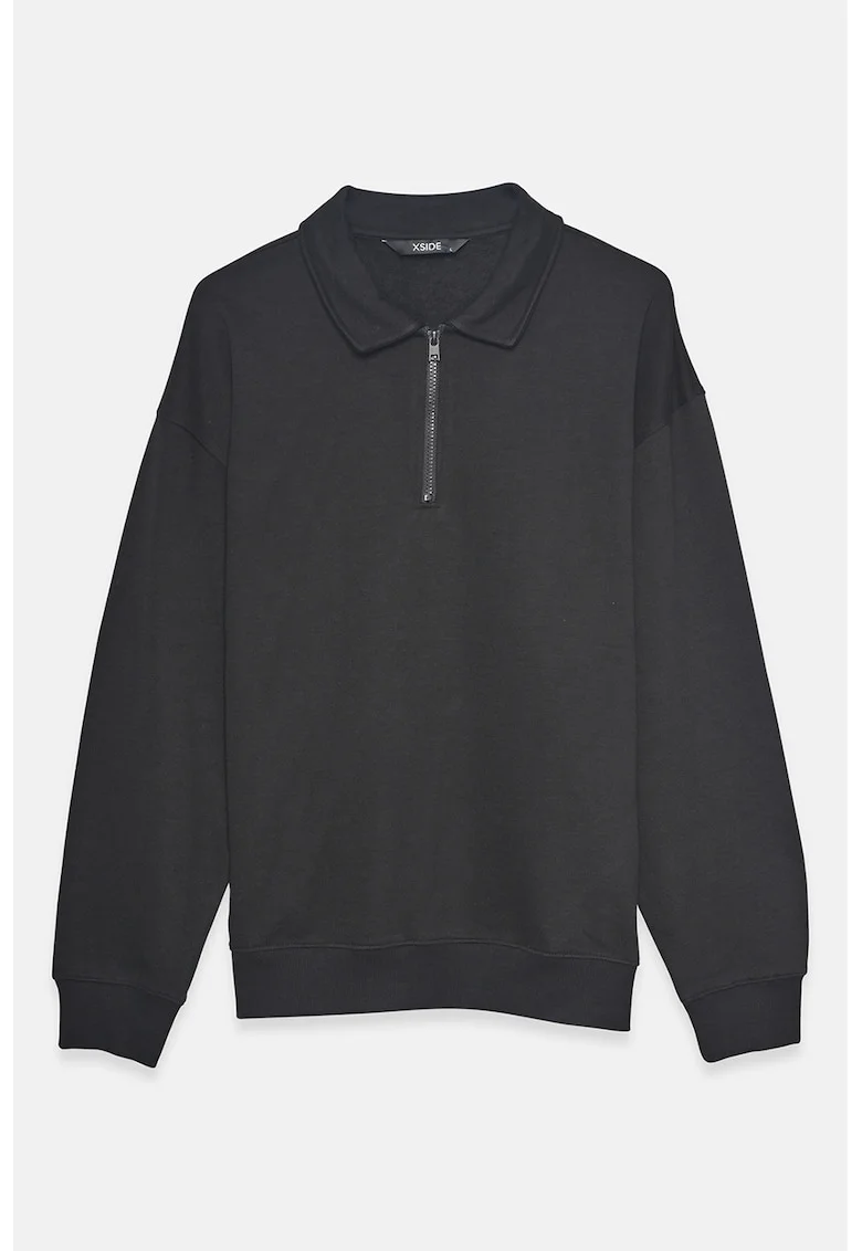 Bluza de trening polo cu croiala lejera, Gri inchis