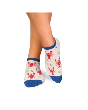 Sosete scurte bumbac Fine Cotton Sealife Homar Ecru,