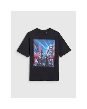 Tricou copii,  oversize, imprimeu, negru, bumbac