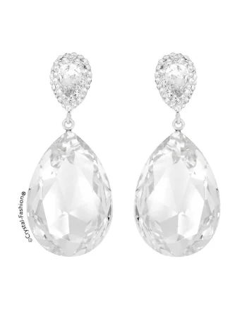 Cercei cu cristale Swarovski® Angelina Pear 4.8cm surub Crystal Clear